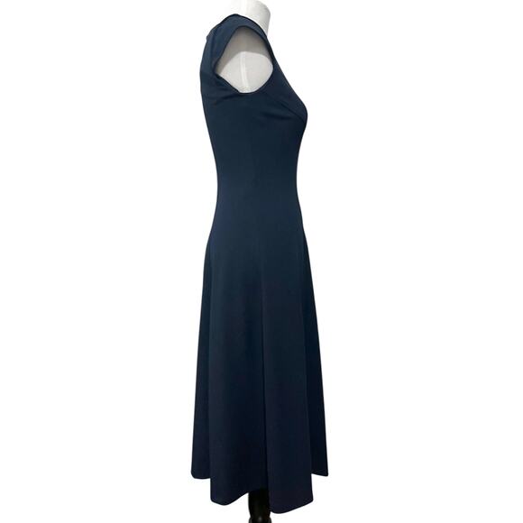 Tommy Hilfiger Dress Navy Blue Midi Fit & Flare Short Sleeve Stretch Womens Sz 2 - Picture 8 of 10
